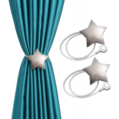 YYC 1Pair Fashion Alloy Star Magnetic Curtain Tiebacks Decor Curtain Buckle Drapery Holder Silver