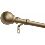 Exclusive Home Curtains Sphere 1 Curtain Rod and Coordinating Finial Set Adjustable 66-120 Gold