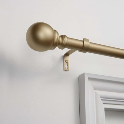 Exclusive Home Curtains Sphere 1" Curtain Rod and Coordinating Finial Set Adjustable 36"-72" Gold