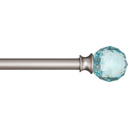 Basics Decorative 5 8" Curtain Rod with Faceted Ball Finials 86" 120" Turquoise Blue