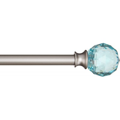 Basics Decorative 5 8" Curtain Rod with Faceted Ball Finials 86" 120" Turquoise Blue