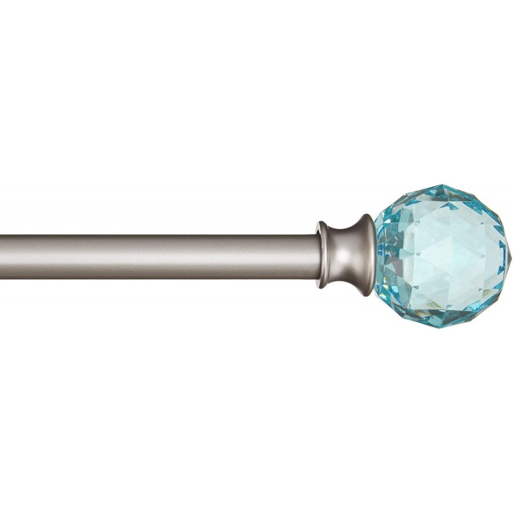 Basics Decorative 5 8 Curtain Rod with Faceted Ball Finials 86 120 Turquoise Blue