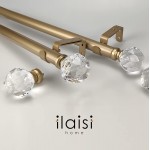 ILAISIHOME Luxury Gold Decorative Single Curtain Rod Set with Crystal-clear Faceted Finials 72-144 in Standard Single Drapery Rod for 1 Pack 1-1 8 in diameter Adjustable Length