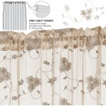 Lazzzy Sheer Door Curtain French Floral Embroidered Drape Semi Glass Door Treatment Rod Pocket Tie Back 1 Panel 72 Inches Taupe