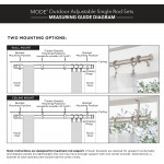 MODE Outdoor Single Curtain Rod Set with Metal End Cap 144 to 240 in Nickel