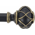 SUPERIOR Adjustable Black Curtain Rods- Iron and Resin Expandable Curtain Pole for Windows with Decorative Finials Collings Hardware Collection Black Gold 36- 66 Curtains Rod