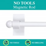 Turquoize Magnetic Curtain Rod Adjustable Lenght from 9-16 Inch with Petite Ball for Small Window Door,White,2 Pack