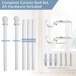 White Curtain Rods for Windows 48 to 84 1 inch Decorative Curtain Rod Set,Heavy Duty Single Drapery Rods for Sliding Glass Door,Kitchen,Bedroom,Bathroom