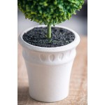 A&B Home 9 Artificial Plants Artifical Boxwood Topiary Tree Artificial Ball Shaped Tree w White Pulp Pot for Home Décor Indoor Faux Tabletop Plant Set of 2