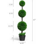 Barnyard Designs 4ft 48” Artificial Boxwood Topiary Ball Tree Front Porch Home Decor Faux Fake Plant Decoration Set of 2