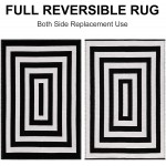Black and White Striped Rug Outdoor 24x51 LEEVAN Washable Reversible Front Door Mats Cotton Woven Farmhouse Geometric Layered Door Mats Porch for Entryway Home Entrance Black Rug