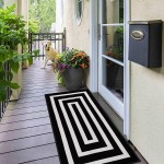 Black and White Striped Rug Outdoor 24x51 LEEVAN Washable Reversible Front Door Mats Cotton Woven Farmhouse Geometric Layered Door Mats Porch for Entryway Home Entrance Black Rug