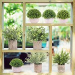 BOMAROLAN 4 Pcs Mini Potted Plastic Artificial Green Plants Fake Topiary Shrubs Fake Plant Small Faux Greenery for Bathroom Home Office Desk Decorations Bamboo Leaves