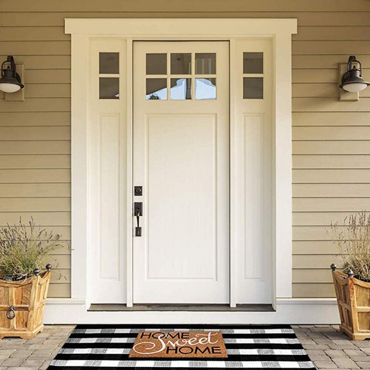Buffalo Plaid Rug 36x59 Black and White Check Door Mat Outdoor Washable Farmhouse Rugs for Kitchen Bathroom Front Porch Décor Layered Welcome Doormats Checkered Cotton Entry Layering Mats