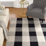 Buffalo Plaid Rugs Cotton Black and White Check Rug 35.4'' x 59''Hand-Woven Indoor Outdoor Area Rug for Welcome Door Mat Front Porch,Kitchen,Bathroom,Entry Way,Living Room 3' x 5'