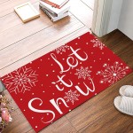 Christmas Decorative Doormat-Let It Snow Winter Snowflake Doormat Kitchen Bathroom Soft Durable Accent Rug Small Carpet Mat Easy to Clean Modern Woven Hearth Mat Light,20x31.5inch