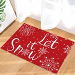 Christmas Decorative Doormat-Let It Snow Winter Snowflake Doormat Kitchen Bathroom Soft Durable Accent Rug Small Carpet Mat Easy to Clean Modern Woven Hearth Mat Light,20x31.5inch