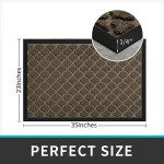 DEXI Door Mat Front Indoor Outdoor Doormat,Small Heavy Duty Rubber Outside Floor Rug for Entryway Patio Waterproof Low-Profile,23x35,Brown