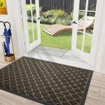 DEXI Door Mat Front Indoor Outdoor Doormat,Small Heavy Duty Rubber Outside Floor Rug for Entryway Patio Waterproof Low-Profile,23x35,Brown