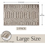 Emerson Essentials Indoor Outdoor Doormats 2 Pack Low Profile Floor Rugs Inside Outside Door Mats Entry Way Durable Rubber Backing Absorbent 32x20 Machine Washable Sturdy and No Smell – Brown