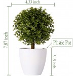 FagusHome 8 Artificial Plants Potted Artificial Boxwood Topiary Tree Artificial Ball Shaped Tree Fake Fresh Green Grass Flower in White Plastic Pot for Home Décor – Set of 3 G