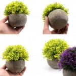 Foraineam 4-Pack Flower Topiary Shrubs Fake Plants Artificial Mini Plants with Gray Pots for Bathroom House Office Décor