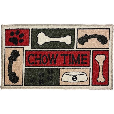 J & M Home Fashions Pet Friendly Accent Mat Heavy Duty Entry Way Patio Rug 18x30" 1-Piece Chow Time