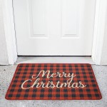 Non-Slip Christmas Rugs Christmas Mats 20 x 28 Inches Red and Black Buffalo Plaid Christmas Decorative Holiday Rugs Winter Welcome Doormats Floor Mat for Outdoor Indoor Xmas Rug Home Garden Door mat