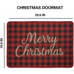 Non-Slip Christmas Rugs Christmas Mats 20 x 28 Inches Red and Black Buffalo Plaid Christmas Decorative Holiday Rugs Winter Welcome Doormats Floor Mat for Outdoor Indoor Xmas Rug Home Garden Door mat