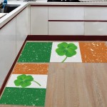 Non-Slip Kitchen Rugs Set of 2 St. Patrick's Lucky,Water-Absorbing Runner Carpet Area Mat for Bedroom Bathroom Indoor Use Rubber Backing Accent Throw Low Pile,Green White Orange Stripe