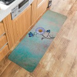 Shine-Home Kitchen Rugs and Mats Daisy Floral with Insert Non Slip Floor Entry Door Mat Doormat Laundry Room Accent Throw Hallway Rug Runner Vintage Retro Background Absorbent Bath Mat Runner Rug