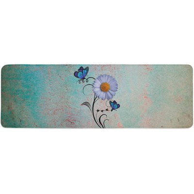 Shine-Home Kitchen Rugs and Mats Daisy Floral with Insert Non Slip Floor Entry Door Mat Doormat Laundry Room Accent Throw Hallway Rug Runner Vintage Retro Background Absorbent Bath Mat Runner Rug
