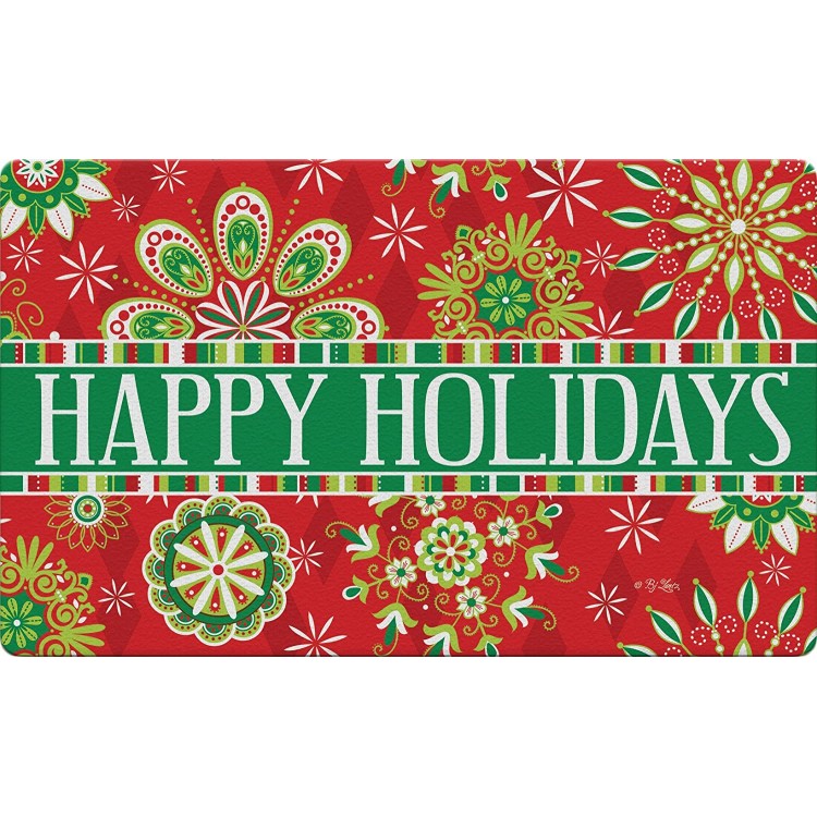 Toland Home Garden 800350 Happy Holidays Kaleidoscope 18 x 30 Inch Decorative Doormat