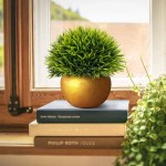 Vangold Lifelike Artificial Plants Plastic Grass Plants with Pots for Christmas Holiday Gifts Home Office Decor 1pcs