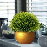 Vangold Lifelike Artificial Plants Plastic Grass Plants with Pots for Christmas Holiday Gifts Home Office Decor 1pcs