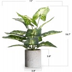 Velener Artificial Potted Green Leaf Plant in Pot 16 inches Taro Leaf Fake Plant Decor for Indoor Home Office Plants for Desktop Shelf Coffee Table