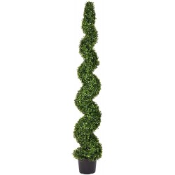 Vickerman Artificial Boxwood Topiary Spiral Tree 6 Foot Tall Potted Natural Green Boxwood UV Resistant Indoor Outdoor Home Patio Front Door Faux Decor