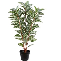Vickerman Everyday Artificial Green Real Touch Zebra Plant 35 Inch Lifelike Home Office Decor Faux Indoor Potted Plant Maintenance Free