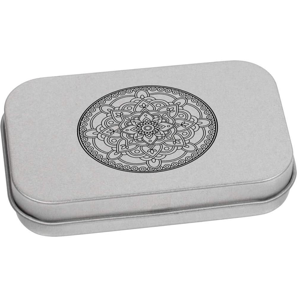Azeeda 80mm 'Flower Mandala' Metal Hinged Tin Storage Box TT00139773