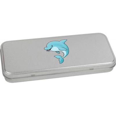 Azeeda 'Dolphin' Metal Hinged Stationery Tin Storage Box TT00115839