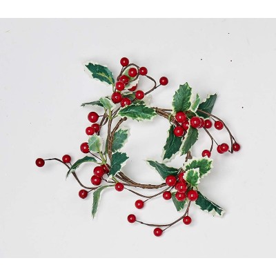 Worth Imports Red Berries & Leaves 3.5" Inner Diameter Set of 2 Candle Ring RedGreen